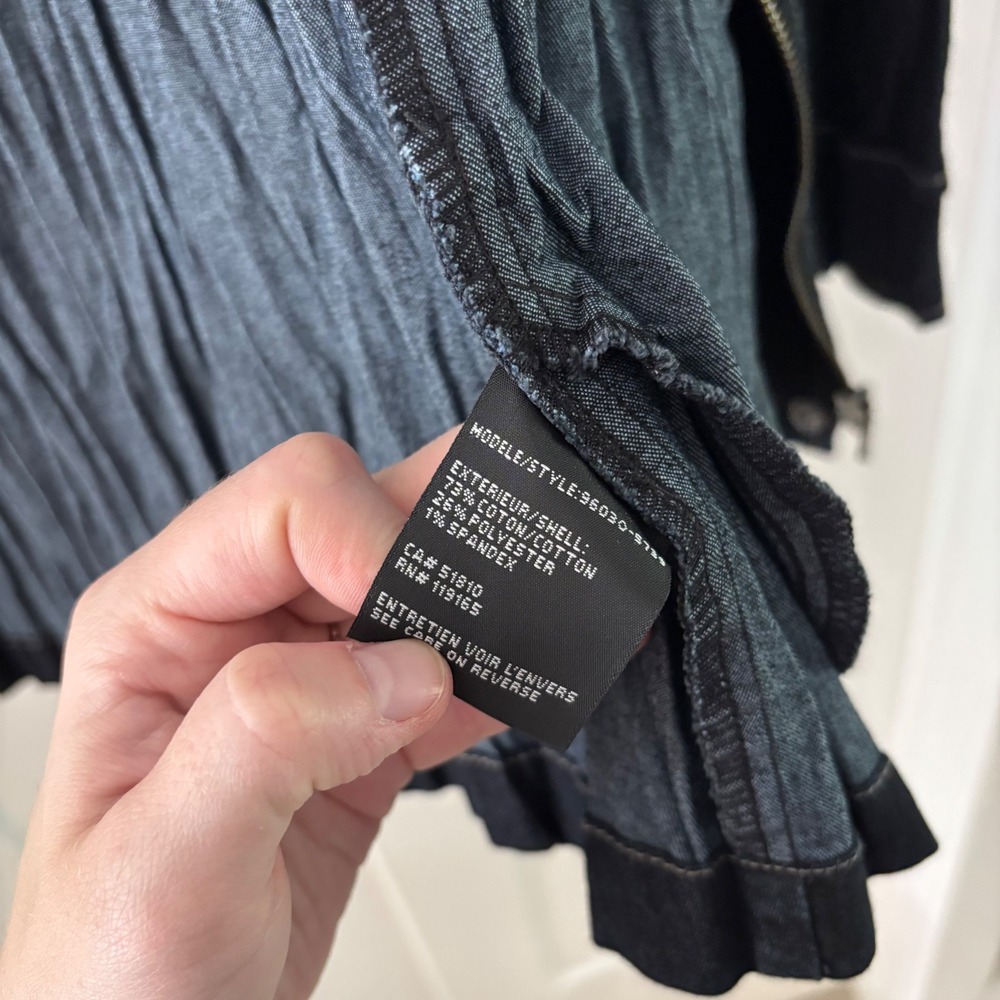 Tribal Women's Denim Dark‎ wash Crinkled Textured Jacket Button Collared Medium - Picture 6 of 7